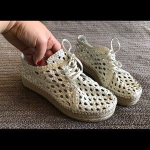 Zimmerman woven espadrille flatform in white